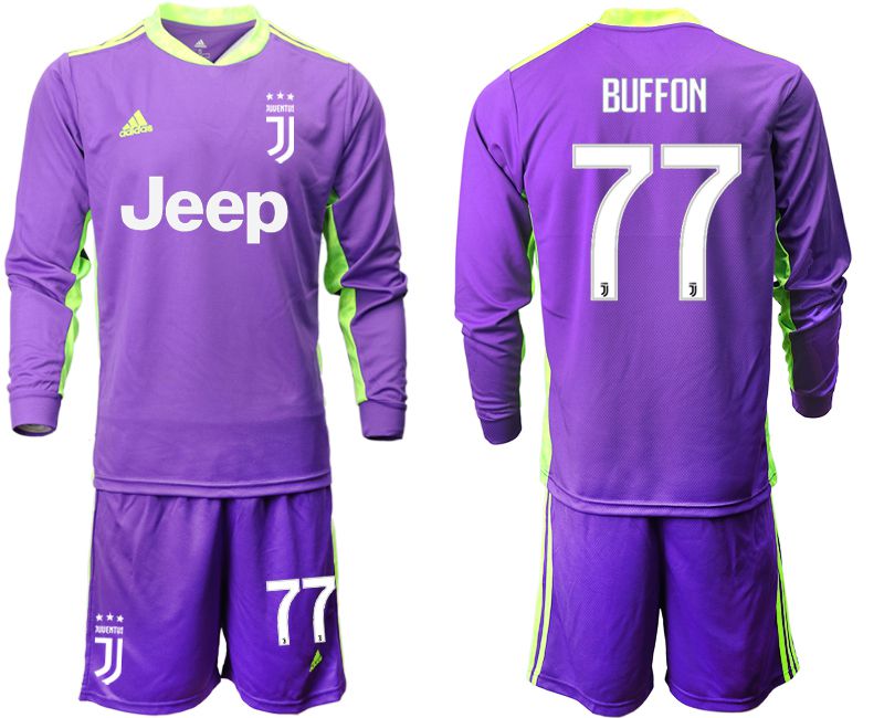 Men 2020-2021 club Juventuspurple long-sleeved Goalkeeper Soccer Jersey #77 Soccer Jerseys